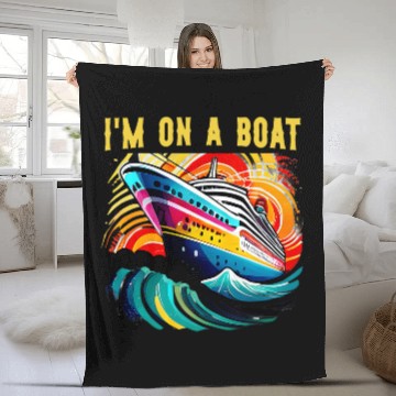 Discover Im On A Boat Cruise Ship Vacation Group Matching Baseball Tees Fleece Blankets