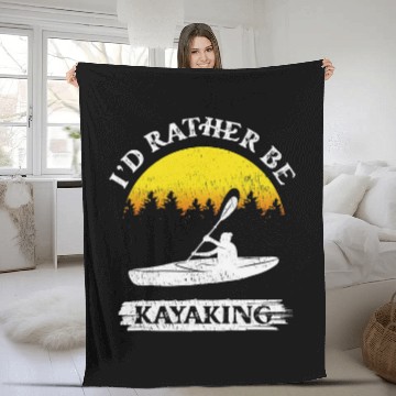 Discover Im rather be kayaking kayak Fleece Blankets