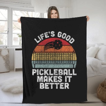 Discover Funny Pickleball Lifes Good Pickleball Makes it Better Fleece Blankets Fleece Blankets
