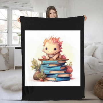 Discover Cute Book Nerd Axolotls Reading Library Fleece Blankets