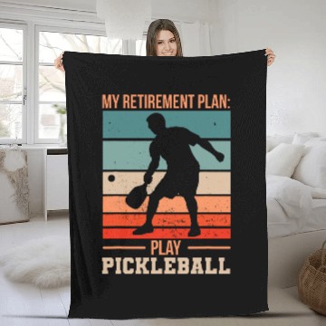 Discover Funny Pickleball My Retirement Plan Play Pickleball Baseball Tees Fleece Blankets