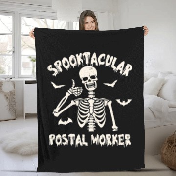 Discover Spooktacular Postal Worker Funny Skeletons Halloween Fleece Blankets