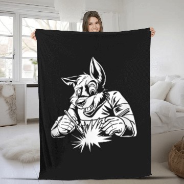 Discover Welding Fox Metal Worker Welder Fleece Blankets