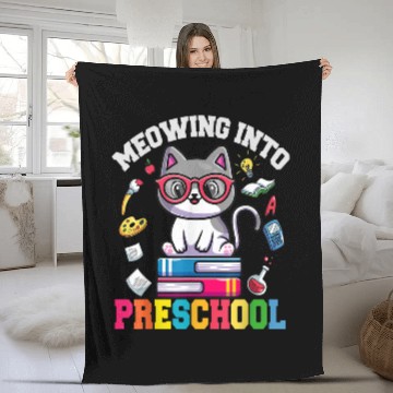 Discover Meowing Into Preschool Funny Back O School Cat Lovers Baseball Tees Fleece Blankets