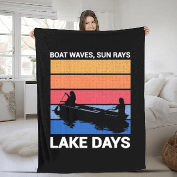 Discover Boat Waves Sun Rays Lake Days Summer Fleece Blankets Lake Baseball Tees