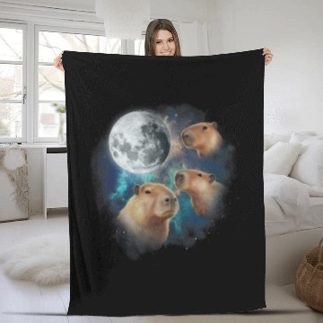 Discover 3 capybarass Howling At Moon Funny Weird Cursed Meme Zip Fleece Blankets