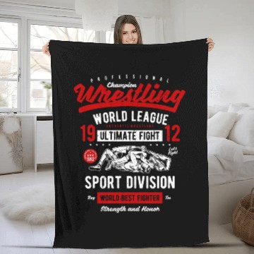 Discover Wrestling League Honor Fighter Sport Fleece Blankets