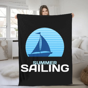 Discover Summer Sailing Boat Ocean Baseball Tees Fleece Blankets