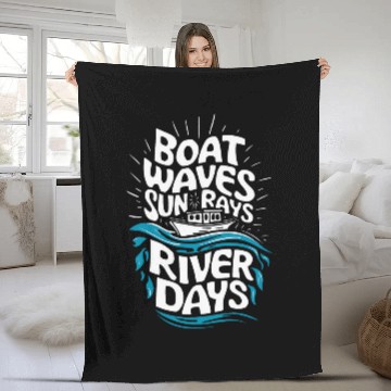Discover Boat Waves Sun Rays River Days 2 Fleece Blankets