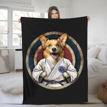 Discover Corgi in Jiu Jitsu Gi Fleece Blankets