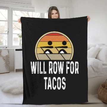 Discover Funny Will Row For Tacos Retro Rowing Crew Rowers Boat Fleece Blankets