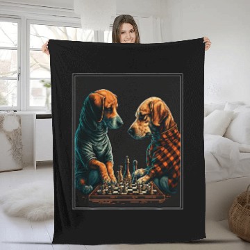 Discover Dog Labrador Chess Player Lady King Fleece Blankets