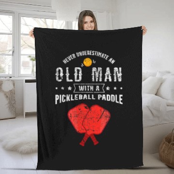 Discover Mens Distressed Pickleball Paddle Retired Grandpa Fleece Blankets
