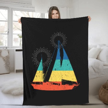 Discover Sun sailing Boat Gift for Sailers Fleece Blankets