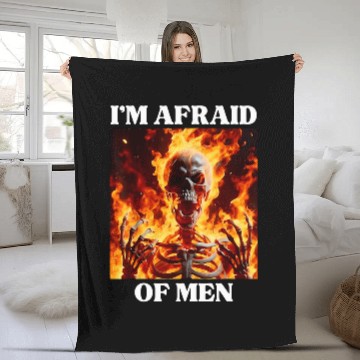 Discover Im Afraid Of Men Funny Cringe Hard Skeletons Meme Flames 2 Baseball Tees Fleece Blankets
