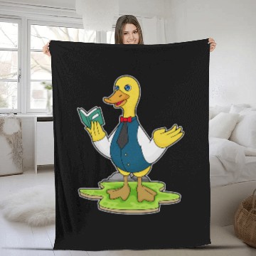 Discover Duck Reading Book Zip Fleece Blankets