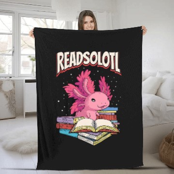 Discover Cute Readsolotl Book Reading Axolotls Bookworm Fleece Blankets