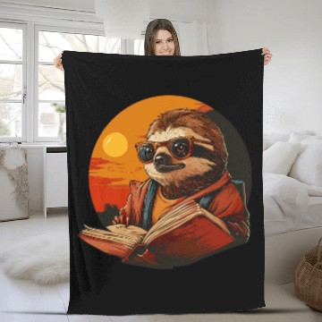 Discover Funny Lazy Sloth Teacher Fleece Blankets