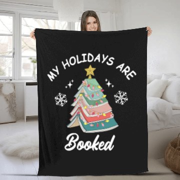 Discover My Holidays Are Booked Christmas Tree Book Baseball Tees Fleece Blankets