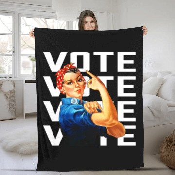 Discover Vote Womens Equal Rights Rosie the Riveter Worker Solidarity Fleece Blankets