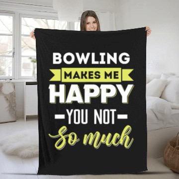 Discover Bowling makes me happy Fleece Blankets