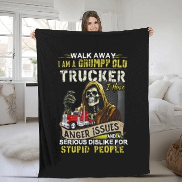 Discover walk away i am a grumpy old trucker i have anger issues Fleece Blankets