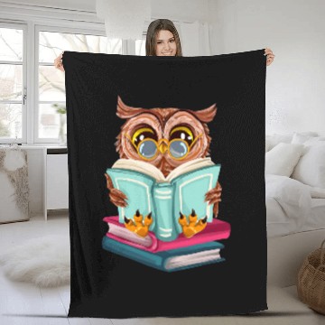 Discover Cute Owl Reading Book Baseball Tees Fleece Blankets