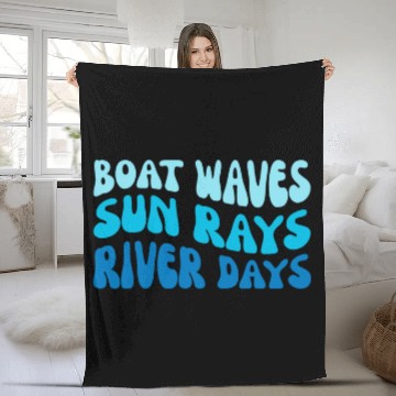 Discover Cute Summer Vacation Sunset Boat Waves Sun Rays River Days Baseball Tees Fleece Blankets