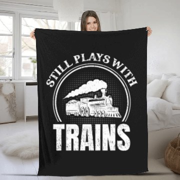 Discover Still Plays With Trains for a Railroad Worker Fleece Blankets