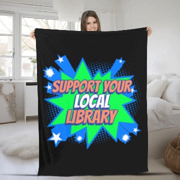 Discover Support Your Local Library Baseball Tees Fleece Blankets