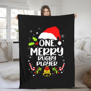 Discover One Merry Rugby Player Baseball Tees Fleece Blankets