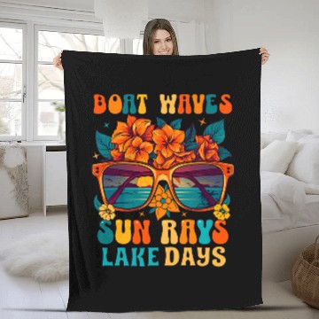 Discover Boat Waves Sun Rays Lake Days Summer Vacation Baseball Tees Fleece Blankets
