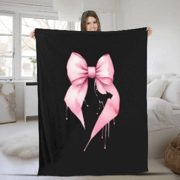 Discover Coquette Pink Bow Dainty Aesthetic Fleece Blankets
