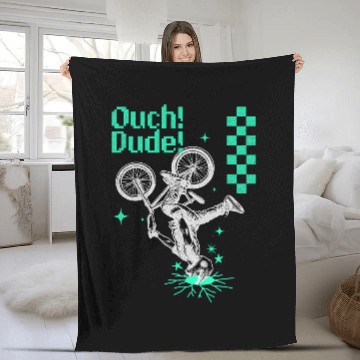Discover Ouch Dude BMX Gone Wrong Face Fleece Blankets