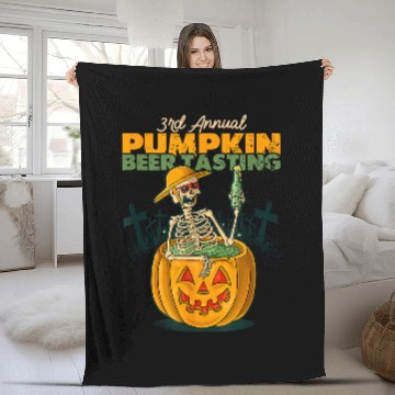 Discover 3rd Annual Pumpkin Beer Tasting Halloween Pumpkin Fleece Blankets