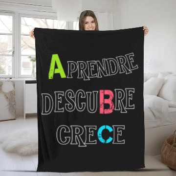 Discover Aprende Descubre Crece ABC Back to School Message 2 Fleece Blankets