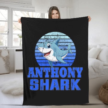 Discover ANTHONY Shark Family Reunion Squad First Last Name Fleece Blankets