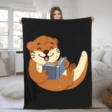 Discover Otter Reading a Book Fleece Blankets