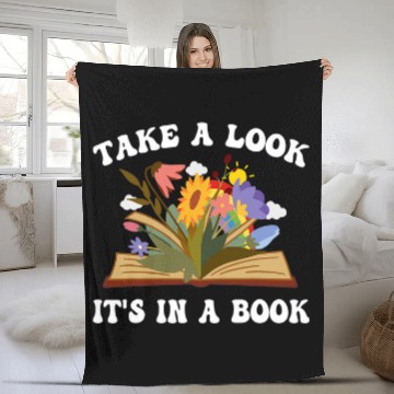 Discover cute woman book lovers wildflowers reading Fleece Blankets
