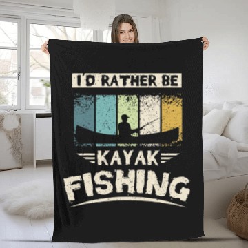 Discover Id rather be kayak fishing Zip Fleece Blankets