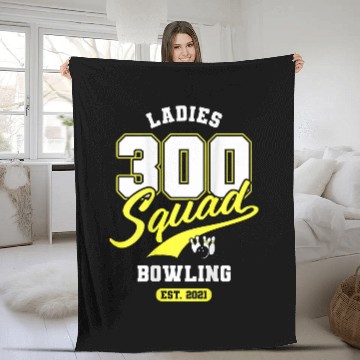 Discover 300 Squad Bowling Team Ladies League Backside Print Fleece Blankets