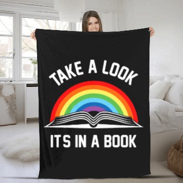 Discover Take A Look Its A Book Retro Rainbow Reading Bookworm Fleece Blankets