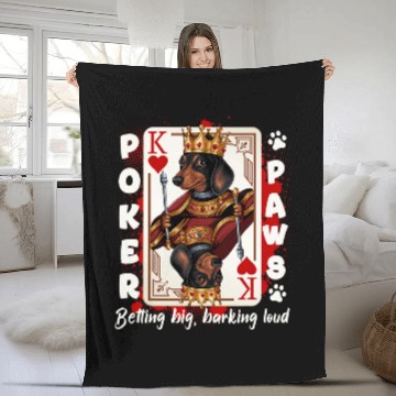 Discover Pokers Paws King of Hearts Dachshund owner Baseball Tees Fleece Blankets
