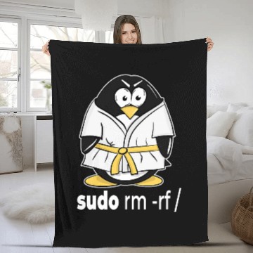 Discover sudo rm rf linux penguin in a karate tuxedo for programmer Baseball Tees Fleece Blankets