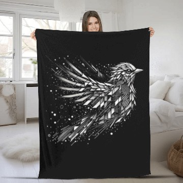 Discover Abstract Geometric Bird Dynamic Art Fleece Blankets Fleece Blankets