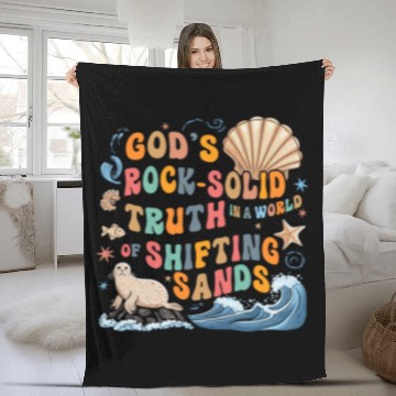Discover Gods Rock Solid Truth In A World Of Shifting Sands Fleece Blankets