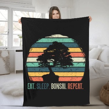Discover Japanese Bonsai Tree Eat Sleep Bonsai Repeat Fleece Blankets