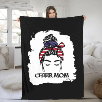Discover Cheer Mom USA Flag 1 Baseball Tees Fleece Blankets