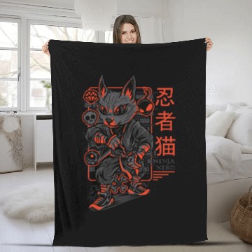 Discover Japanese Japan Cat Kaiju Ninja Neko Anime Baseball Tees Fleece Blankets