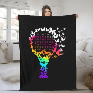 Discover Padel Racket Butterflies Fleece Blankets